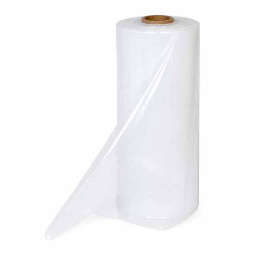 Manga de Plástico Cristal Fina para Lavandaria 60cm em rolo, ideal para embalamento de roupa em lavandarias profissionais e industriais