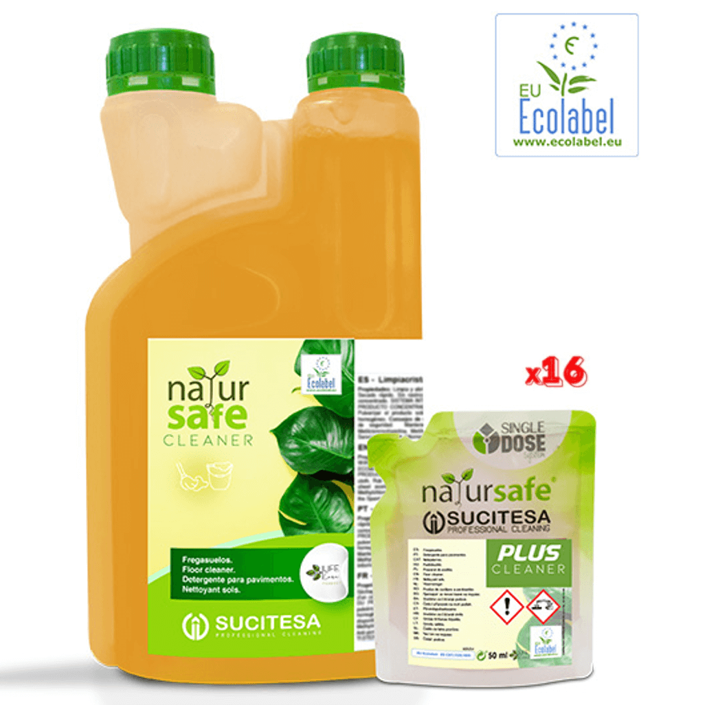 Detergente de Pavimentos Ecológico Concentrado em Monodoses | Pack 16 Unidades | NATURSAFE PLUS CLEANER