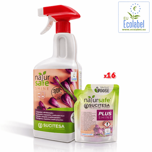 Detergente Limpador WC Ecológico Concentrado em Monodoses | NATURSAFE PLUS SHINE | Pack 16 Unidades