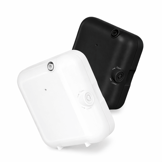 Difusor Nebulizador de Óleos Essenciais para empresas TWIN NEB100 MINI nas cores branco e preto com botões de operação.