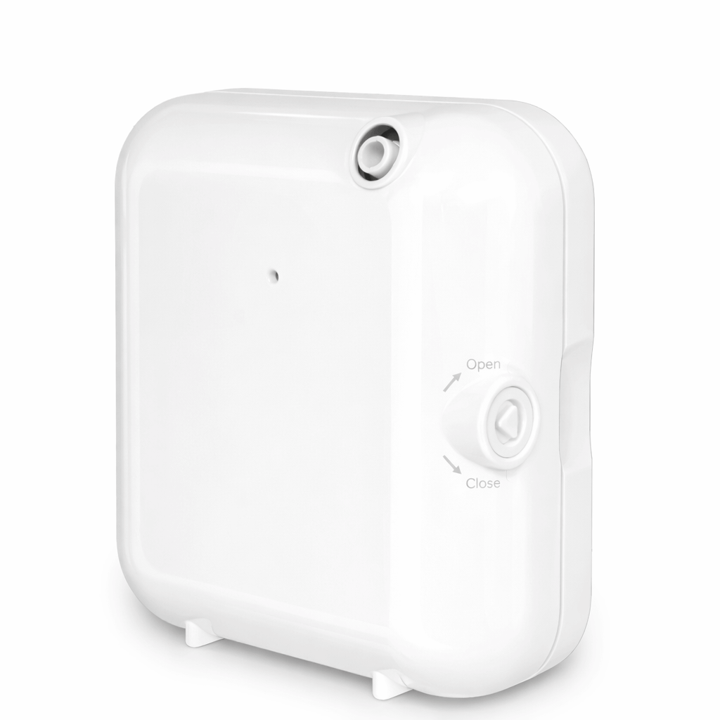 Difusor Nebulizador de Óleos Essenciais para empresas TWIN NEB100 Mini em branco com botão de abertura e fecho, ambientador concentrado