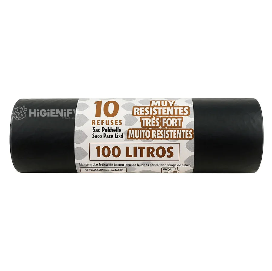 Saco Lixo Preto Rolo 100L Plástico 100 Litros 80x90cm Rolo 10 Sacos Empresas SILVEX COLORINES