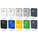 Papeleira Metálica de Parede 25L disponível em várias cores RAL, incluindo preto, branco e amarelo.
