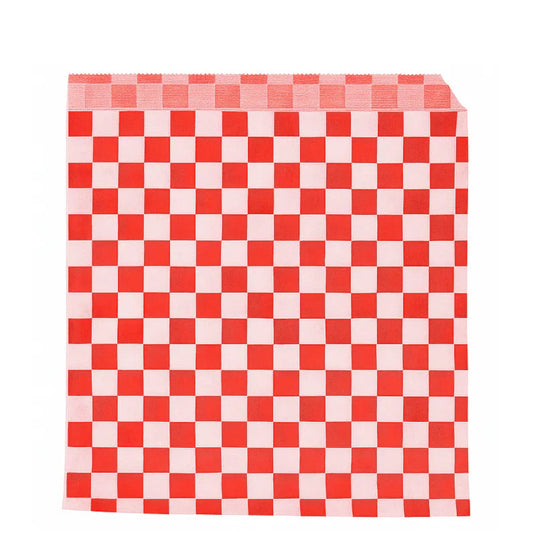 Papel Bolsa Anti-Gordura Abertura 2 Lados Fitipaldi 13x14 Xadrez Vermelho e Branco Restaurante Fast Food Hamburger