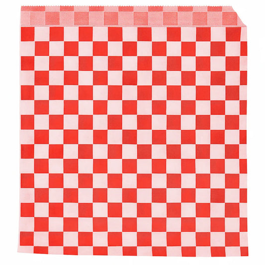 Papel Bolsa Anti-Gordura Abertura 2 Lados Fitipaldi 16x16 Xadrez Vermelho e Branco 