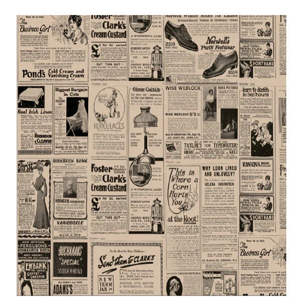 PAPEL FOLHA ANTI-GORDURA TIMES OLD 31x31 Folhas Jornal Antigo Impresso