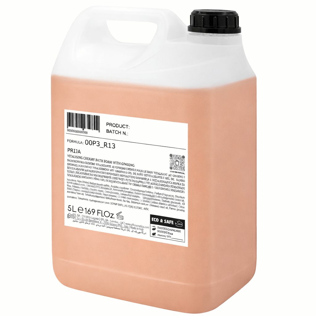 Gel de Banho Cremoso com Ginseng PRIJA - Garrafão de 5 Litros com fórmula hidratante e suave.
