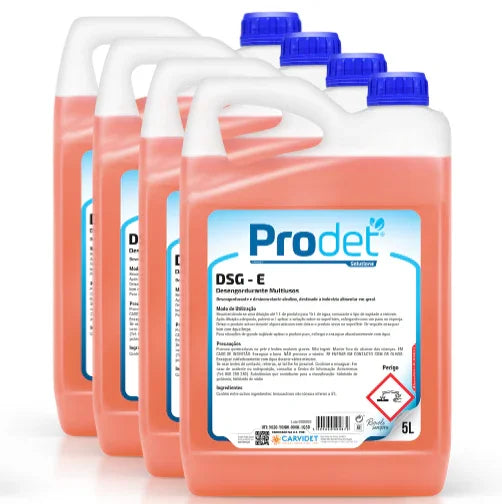 Caixa de 4 Garrafões de Desengordurante Multiusos Profissional Económico 5 Litros PRODET DSG-E