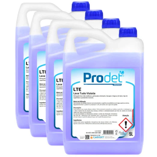 Detergente Lava Tudo Perfumado 5 Litros Garrafão PRODET LTE Multiusos Profissional Empresas Violeta Lavanda