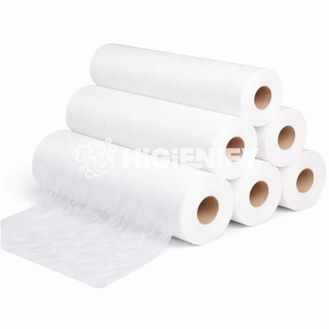 Rolo de Papel Marquesa TNT Extra Soft 60cm x 80M em embalagem com 6 rolos, material branco e flexível.