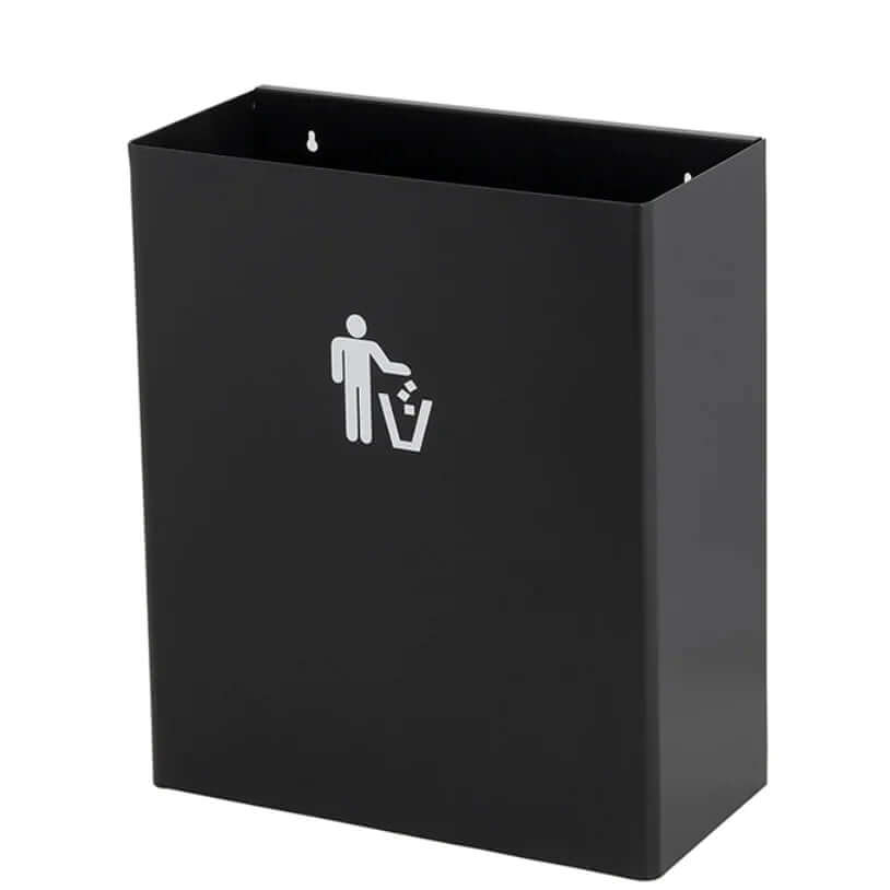 Papeleira Metálica de Parede 25L preta DELFI ELEGANCE PM-012/p, ideal para deposição de lixo de pequeno porte.