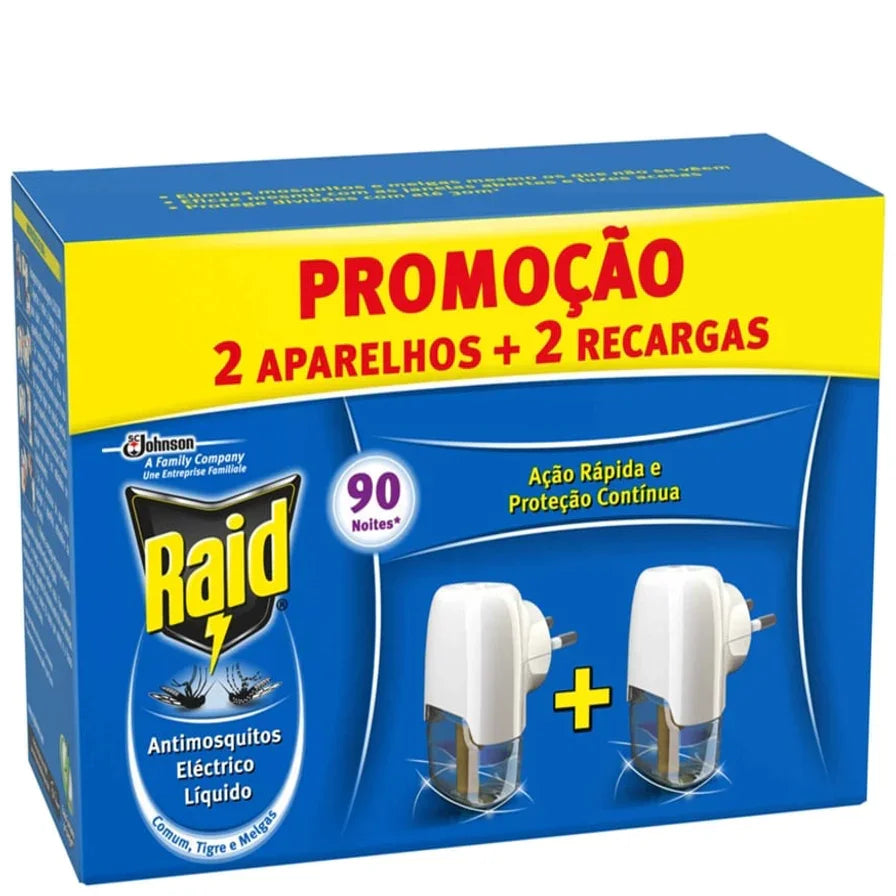 Inseticida Líquido Elétrico Anti Mosquitos Raid em pack duplo