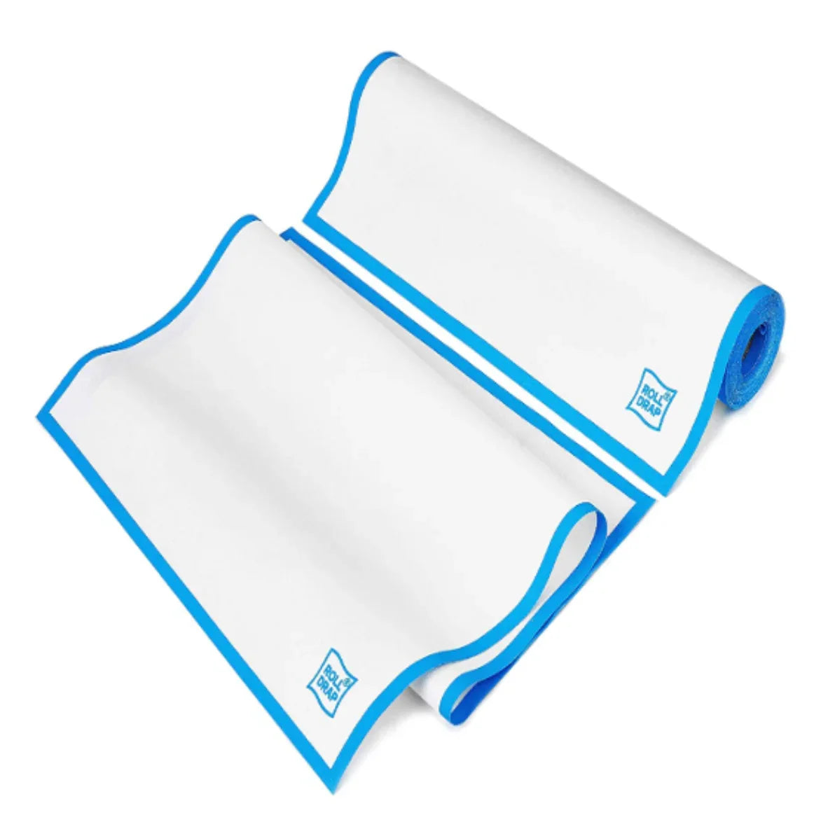 Rolo de Pano de Hotelaria Roll Drap com bordas azuis, ideal para limpeza e polimento, contém 10 panos.