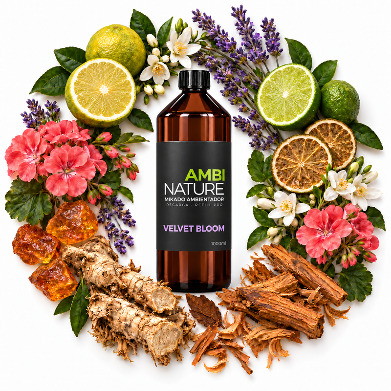 Ambientador Mikado Premium Recarga 1000ml Ambinature com ingredientes naturais e cor floral