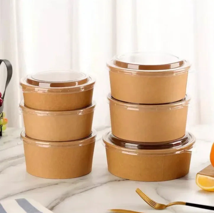 Saladeira Kraft 1300ml com Tampa Take Away em embalagem redonda, ideal para take away e comida pronta.
