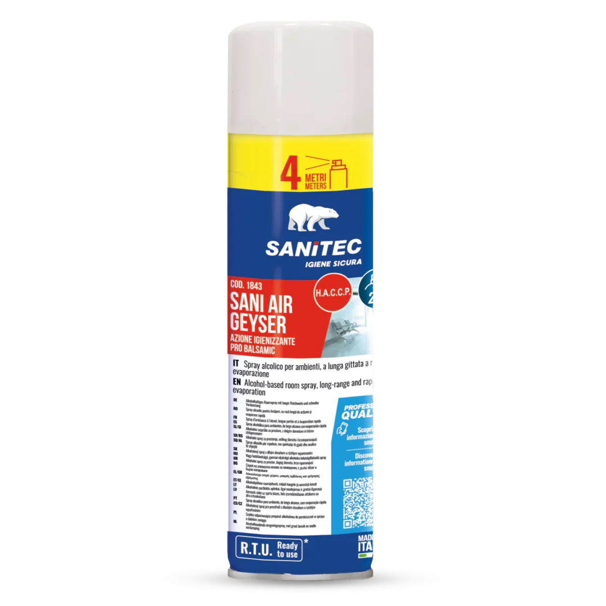 Aerossol de Spray Ambientador e Higienizante Industrial 500ml da marca SANITEC AIR GEYSER