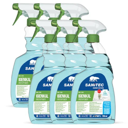 Detergente Limpador WC Cítrico Ecológico Spray 750ml da SANITEC IGIENIKAL GREEN POWER em caixa de 6 unidades para uso profissional