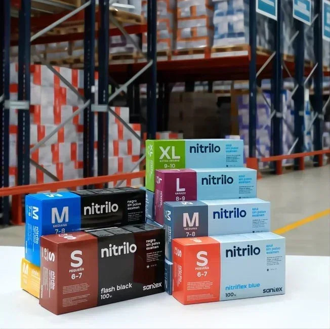LUVAS DESCARTÁVEIS de Nitrilo Vinil Latex Pack 100 Luvas Azuis Rosa Pretas Empresas Industria