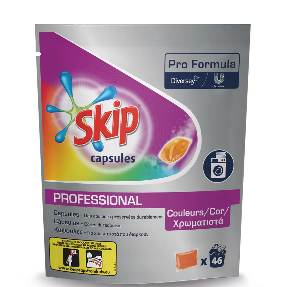 Detergente em Cápsulas para Máquina Roupa Skip Profissional CAPSULES COLOR pack com 46 Unidades