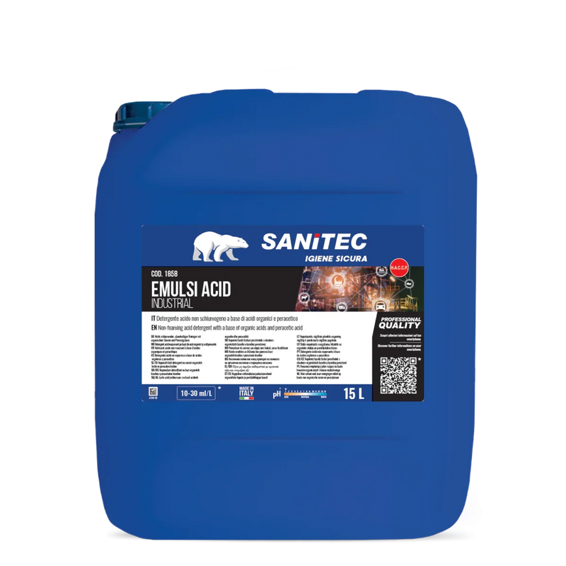 Detergente Ácido Concentrado Industrial para Sistemas CIP - SANITEC EMULSI ACID 15L