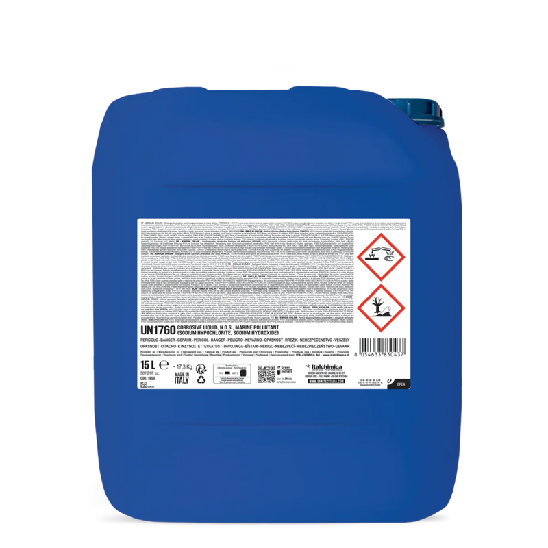 Espuma Higienizante Clorada Industrial Concentrada - Embalagem de 15L para uso industrial e sanitização.