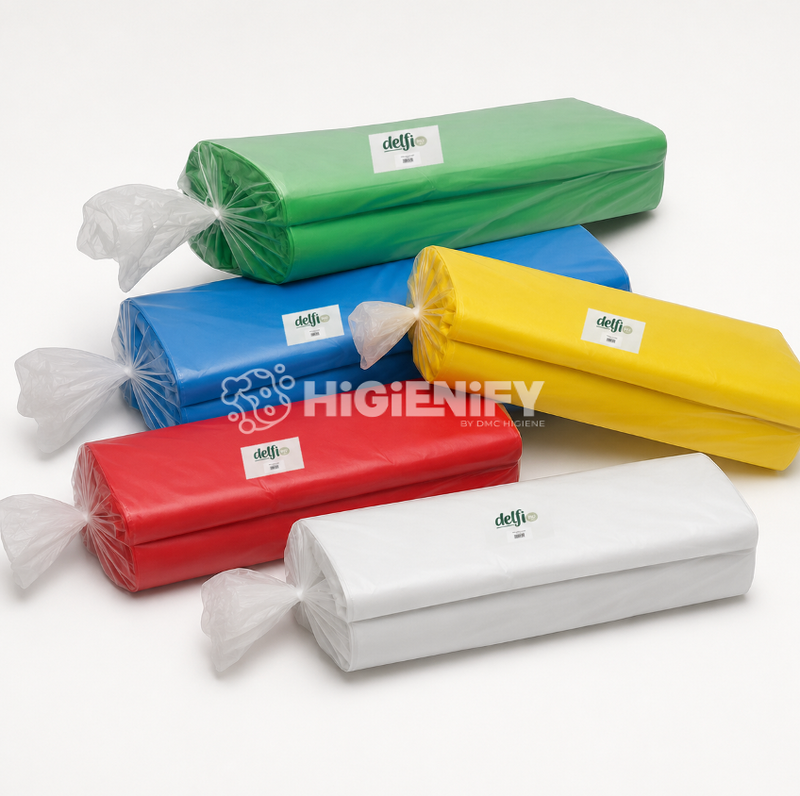 Sacos do Lixo Industriais em Cores 80x120cm em diversas cores: amarelo, vermelho, azul, verde e branco.