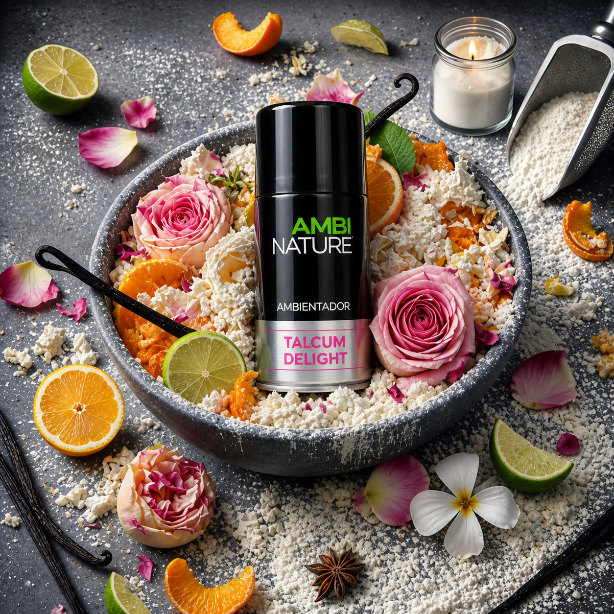 Ambientador Aerossol Premium Recarga Talcum Delight | 250ml