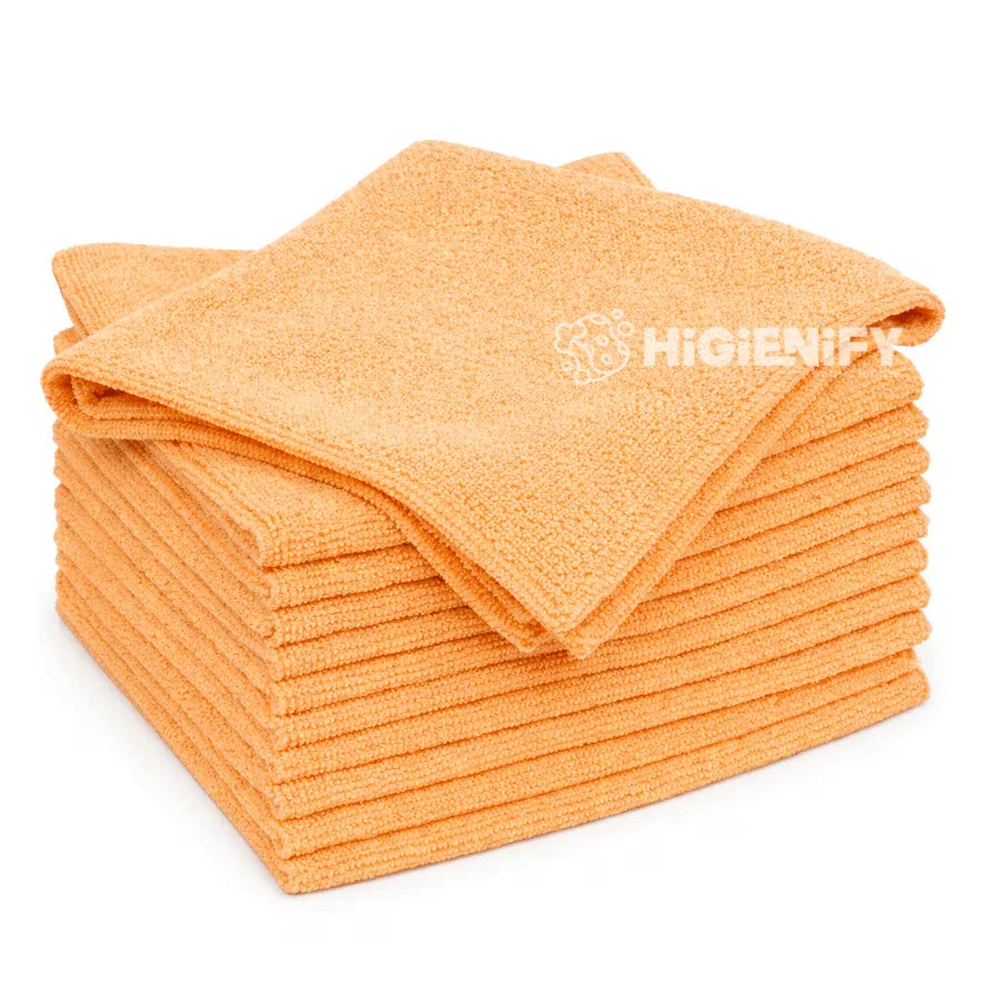 Pano Microfibra Laranja Cor Limpeza Superfícies Profissional Empresas Pack 12 Panos