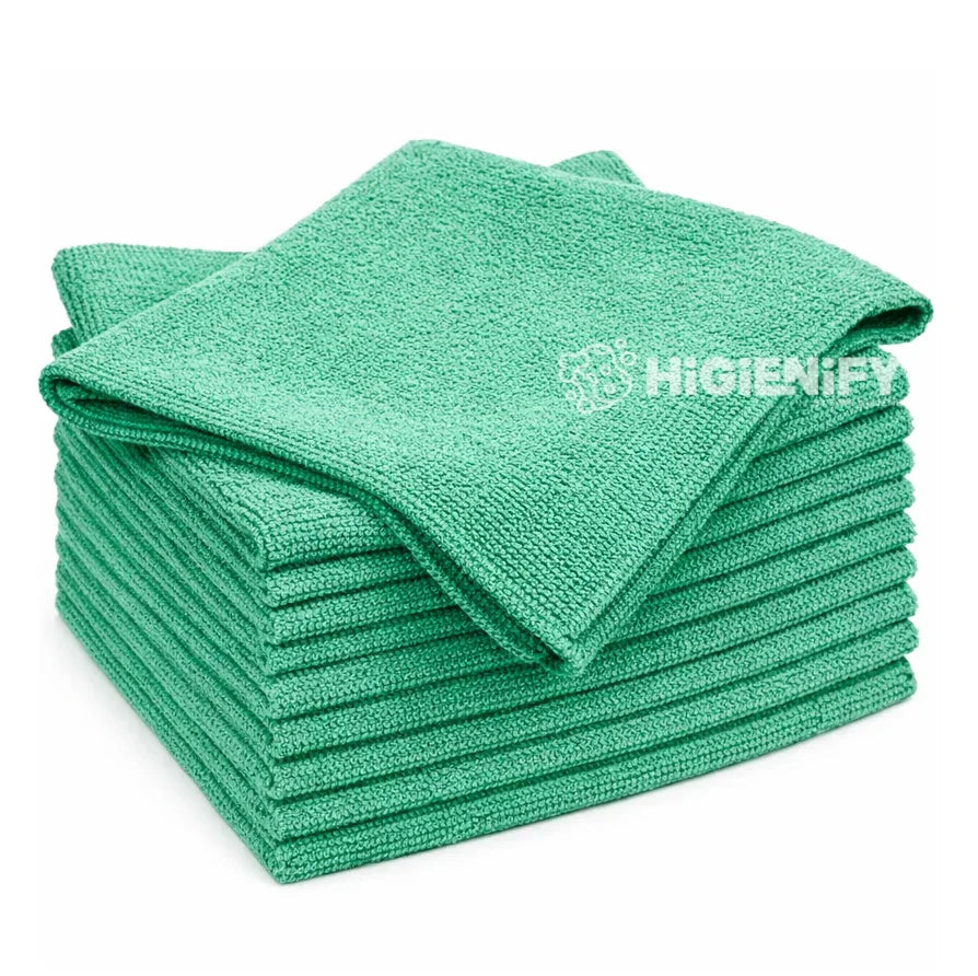 Pano Microfibra Verde Limpeza Superfícies Profissional Empresas Pack 12 Panos