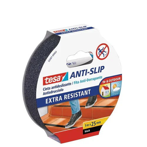 Fita Adesiva Anti-Derrapante tesa ANTI-SLIP extra resistente em embalagem, 5 metros de comprimento.