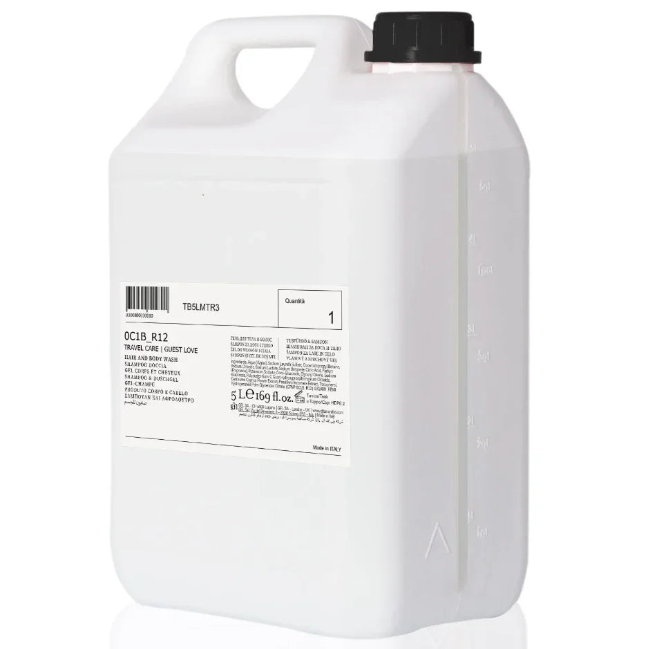 Gel de Mãos e Champô 2em1 TRAVELCARE 5L Recarga em embalagem de 5 litros, ideal para enchimento, ideal para hotéis e alojamentos locais