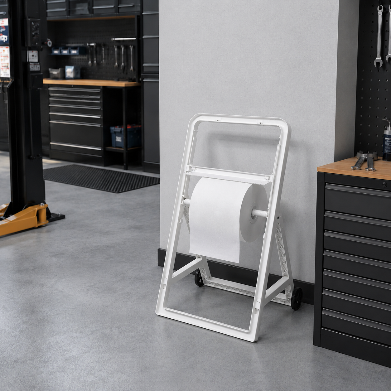 Dispensador de Rolo Papel Industrial Tripé com Rodas