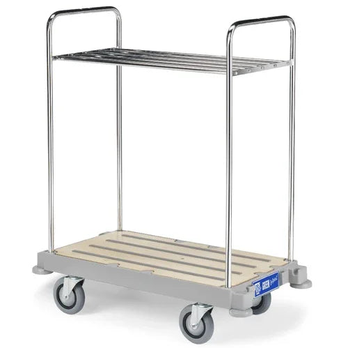 Carrinho Transporte Bagagem TTS verde hotel 955, carro de serviço hoteleiro para transporte de bagagem robusto e ergonómico.