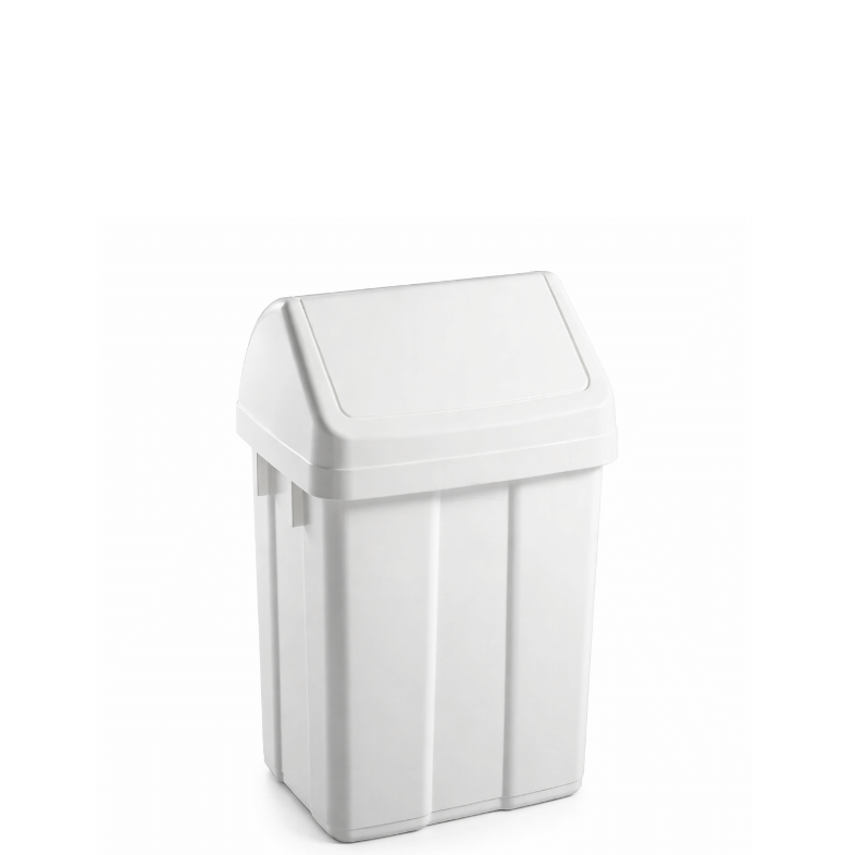 Papeleira Branca com Tampa Basculante, 12L, ideal para ambientes profissionais.