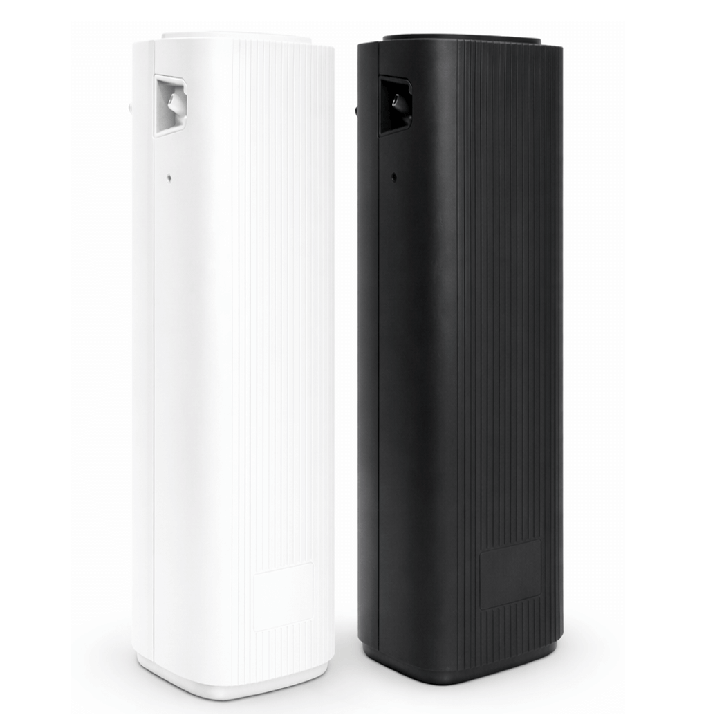 Difusor Nebulizador de Óleos Essenciais em branco e preto para ambientes profissionais.