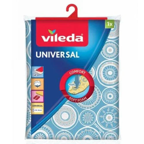 Capa para Tábua de Engomar Vileda Universal em embalagem, design moderno e confortável.