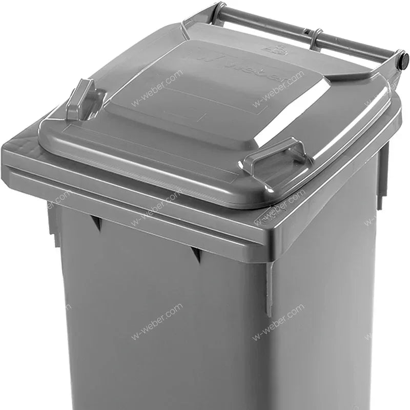 Contentor do Lixo Industrial com Rodas 120L | Weber em cinza, robusto e resistente, ideal para uso intensivo em empresas.