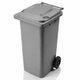 Contentor do Lixo Industrial com Rodas 120L com tampa, cinza e resistente, ideal para uso em empresas e armazéns.