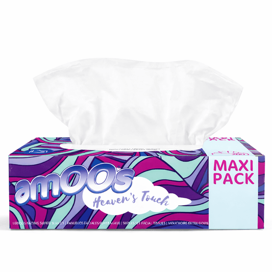 Lenços Faciais Tissue Maxi 2F Amoos | Pack Maxi com lenços brancos | 250 folhas por pack