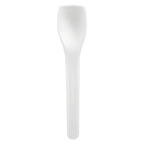Colher Pequena cPLA para Gelado 10cm em material compostável e reutilizável, ideal para gelados.
