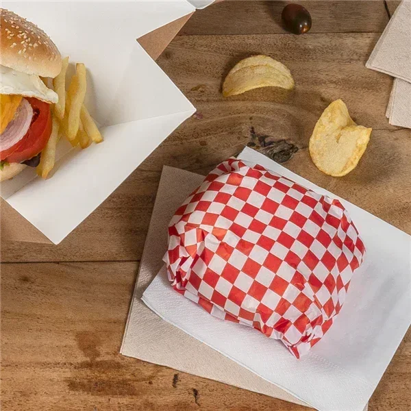 papel folha anti-gordura fitipaldi 28x34cm xadrex vermelho branco 1000 folhas hamburger fast food restaurante