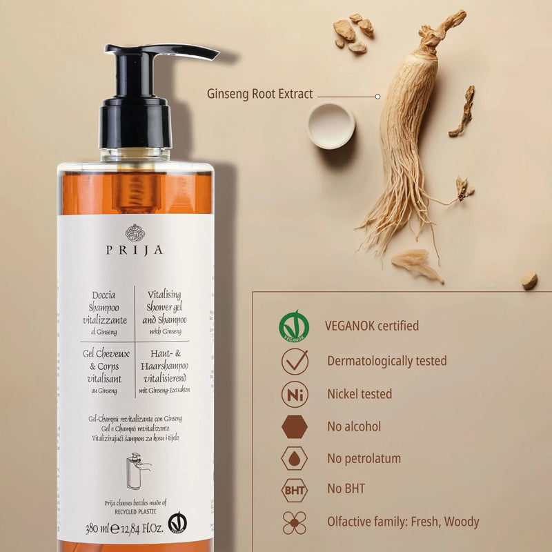 Gel de Banho e Champô 2em1 com Ginseng PRIJA 5L